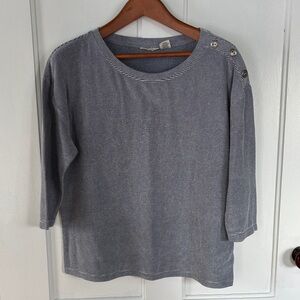 Christian Siriano Navy Striped 3/4 Sleeve Top